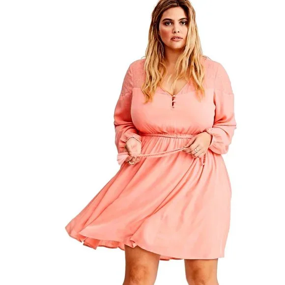 torrid | Dresses | Nwt Torrid Peach Crinkle Knit Belted Swing Dress Size 0  | Poshmark